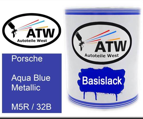 Porsche, Aqua Blue Metallic, M5R / 32B: 1L Lackdose, von ATW Autoteile West.